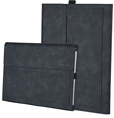 Microsoft Surface Pro 11 / Pro 10 / Pro 9 13 Zoll Hülle, Multi-Winkel-Ansicht Portfolio Business Cover mit Tasche & Stylus-Halter, kompatibel mit Type Cover Tastatur (Graphit)