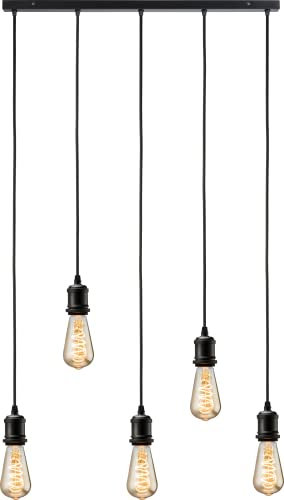 Calla - 230V E27 Vintage 5 Light Bar Pendant - Matt Black