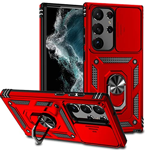 Hitaoyou Compatible with Samsung Galaxy S23 Ultra Case,Samsung S23 Ultra Case with Camera Cover & Kickstand Military Grade Shockproof Heavy Duty Protective Magnetic Cover for Galaxy S23 Ultra 6.8''