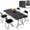 6ft Folding Trestle Table Set with Wood Grain Finish Surface & 4 Padded Folding Chairs – Lightweight, Portable Fold Away Table with Tabletop 70.8x29.5 In (180x75cm) - Ideal for Extra Seating