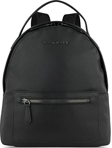 bugatti Bella Rucksack für Damen aus Leder, kleiner Cityrucksack für Frauen in schwarz