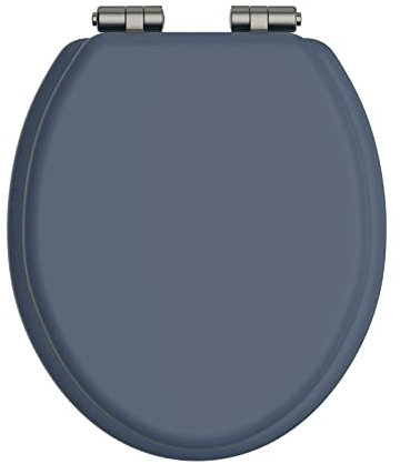 Heritage Maritime Blue Toilet Seat with Soft Close Brushed Nickel Hinges