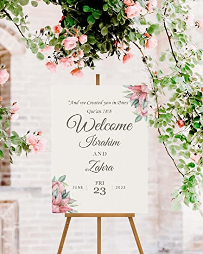 Panneau de bienvenue personnalisé pour mariage : affiche personnalisable ou impression numérique en format A1-A4 pour couples, fiançailles, fêtes prénuptiales et fêtes.