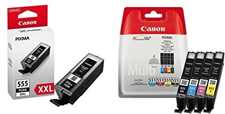 Canon Original PGI 555XXL schwarz + CLI 551 bk/c/y/m Tintenpatronen Multipack Set für Pixma MX725, MX925, iX6850