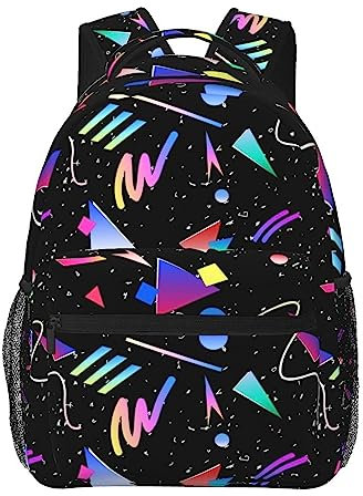 MANQINF Lustiger Rucksack mit 80er-/90er-Jahre-Muster, lässig, Wandern, Camping, Reiserucksack, leicht, Tagesrucksack, für Damen und Herren, Büchertasche, Muster: A6, Einheitsgröße, Tagesrucksäcke