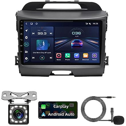 Doppel Din Radio Android Autoradio Carplay Bluetooth Für KIA Sportage 2010 - 2016 2din Radio GPS Sat Navi Mit Naviceiver Aux Video Out Multimedia Car Play DSP Rückfahrkamera ( Color : 8Core 4+64G )