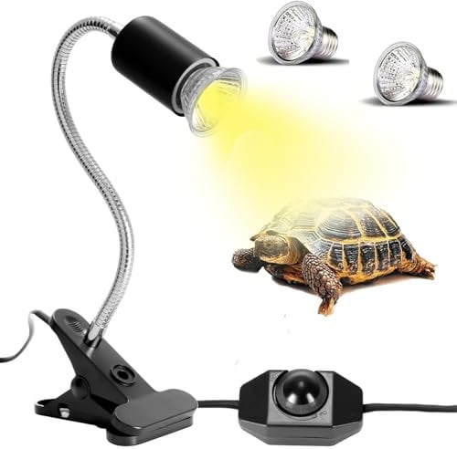 UQTUKO Lampe chauffante Tortue, Reptiles Lampe Tortue Terrestre avec 2 Ampoule UVA UVB 25W 50W Lampe Terrarium avec pince pivotante à 360° Lampe chauffante pour Reptiles, Tortue, Serpent, Lézard