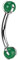 Paula & Fritz® UNIVERSAL Hantel-Stab Augenbrauen-Piercing Silber Synthetischer Stein Grün Titan-IUM Grade 23 Kugel Mehrfarbig 1,2-mm Dicke Natur-Stein