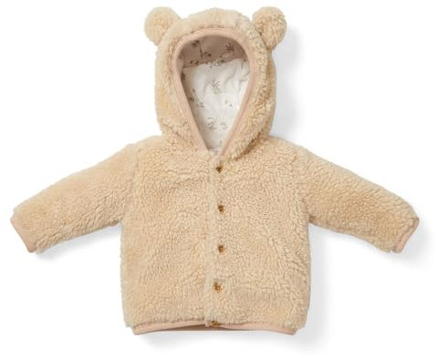 Little Dutch Winterjacke Fleecejacke Teddy Jacke mit Kapuze Ohren Baby (Gr. 74) beige