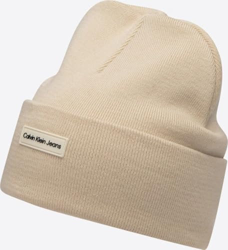 Calvin Klein Jeans Damen Strickmütze Beanie mit Patch, Rosa (Whisper Pink), Einheitsgröße