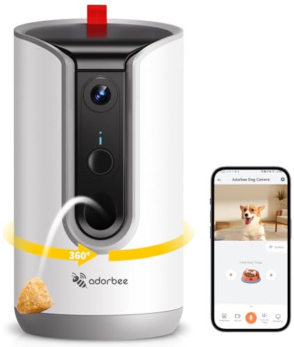 OLKIEQZ Pet Camera Dog Treat Dispenser: 2K Video Two Way Audio 360 Automatic Tracking for Cat Dogs - 5g WiFi Remote View and Bark Ale