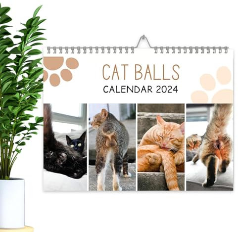Cat Butt Kalender 2024, hängbar, 12-Monat-Katzenkalender 2024, lustig, niedlicher Tierkalender, langlebiger 2024-Wandkalender für Schlafzimmer, Arbeitsplatz, Familie Generic