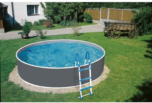 Paradies Pool® Aufstellpool Splash Pool Einzelbecken Ø 360 x 110 cm grau inkl. Skimmerset und Vlies