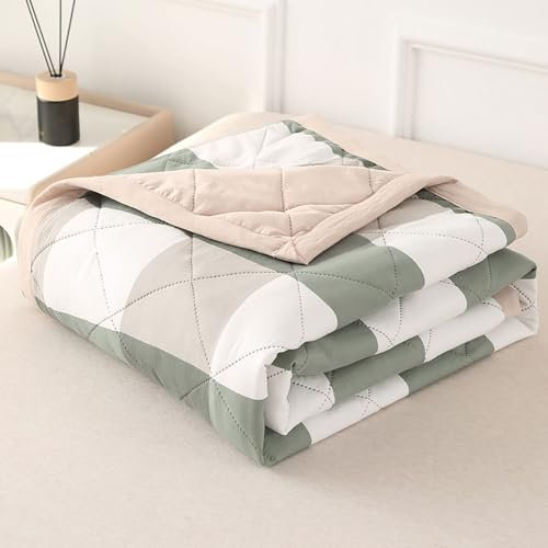 DOTBUY-SHOP Copriletto Trapuntato Matrimoniale Singolo, Controllo Trapuntino Coperta Estivo Primaverile Reversibile Trapunta Autunno Coperta Leggera per Camera da Letto (Verde,180x200cm)