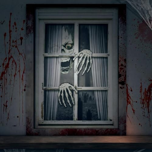 Decoración de Halloween para puerta de entrada y jardín, accesorios espeluznantes, juego de imágenes para ventanas, fantasma, casa, obsequios, haloween, zombie, accesorios para fiestas, decoración