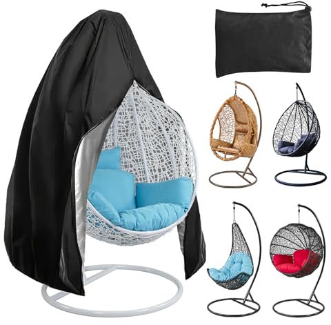 Housse de Chaise à Suspendre en Forme d'œuf, Housse de Protection pour Fauteuil Suspendu de Jardin, imperméable avec Fermeture éclair, Housse en Tissu Oxford 210D pour Meubles de Jardin (190 x 115cm)