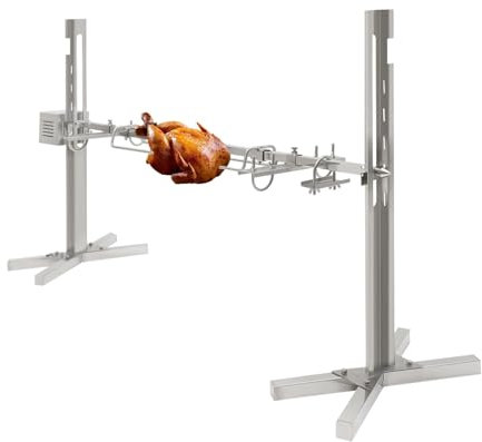 ANGDI BBQ Grill Rotisserie Kit, Stainless Steel Rotisserie Kit with 15W Electric Motor, 5 Height Adjustment, 360° Rotation, Portable Camping Charcoal Rotisserie for Outdoor Party Camping