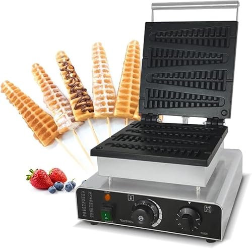 XFQZJG Gaufrier Commercial à bâtonnets de sucettes, 4 pièces, gaufrier antiadhésif 110-240V, Moule en pin, poêle en Fonte