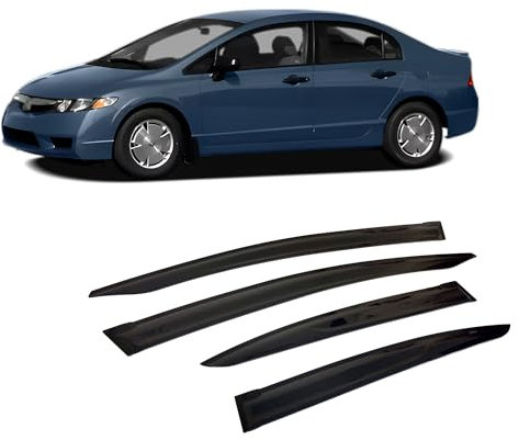 CarJoy Windabweiser Luftabweiser Regenabweiser Seitenfensterabweiser Kompatibel mit Honda Civic Stufenheck 2011-2015 Autofenster Regenschutz Anklebbare Deflektoren Externe Passform 4 Stück