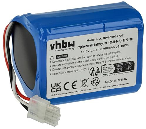 vhbw 1x Akku kompatibel mit Miele Scout RX3, RX2 Saugroboter (6700 mAh, 14,8 V, Li-Ion, ohne Gehäuse)