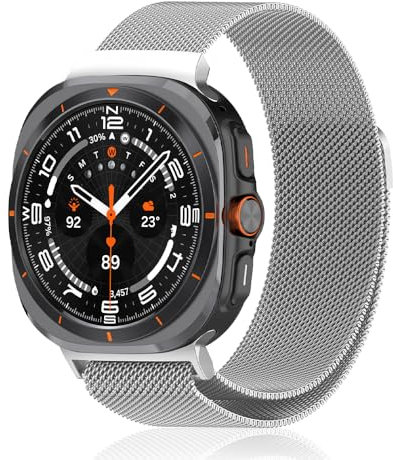 PaceBid Cinturino Compatibile con Samsung Galaxy Watch Ultra 47mm 2025/2024, Inossidabile Acciaio Metallo Magnetico Bracciale Cinturino di Ricambio per Samsung Galaxy Watch 8/7 Ultra 47mm - Argento