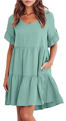 BGFIPAJG Abiti da Cerimonia Donna Lunghi Eleganti Lilla Vestitino Estivo Donna Corto Azzurro Vestito Donna Estivo per Allattamento Vestiti Lunghi Estivi Abiti da Sposa Donna