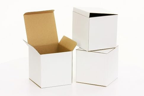 WePack 100x100x100 mm Faltkarton 25 Stück Versandkarton klein E-commerce Karton 1-Wellige 400G WeiB Kartonage Verpackung Postkarton Versandschachtel Paket Päckchen