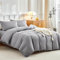 Tokokimo Parure de Lit 4 Pièces Housse de Couette 220x240cm + Drap Housse 160x200cm avec 2 taies d'oreillers 65x65cm en Microfibre, Style Simple et Classique, Couleur Unie, Gris Clair