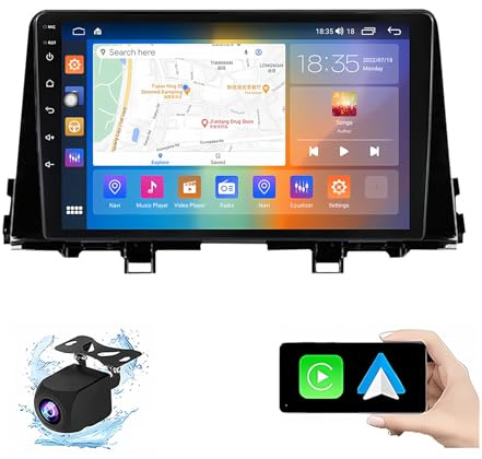 Autoradio stereo Android 13 Double Din 10 Touchscreen per K-IA Picanto Morning 2017-2021 con Carplay, navigatore GPS per auto, telecamera di backup AHD, comandi al volante, radio FM/Bluetooth/USB (P