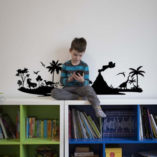 SUPERDANT Jurassic Wandsticker Dinosaurier Und Vulkan Wandaufkleber Wohnzimmer Kunst Wand Vinyl Wandsticker Jurassic Dinosaurier DIY Dekor Für Kinderzimmer Schlafzimmer Dekoration Geschenk Für Jungen