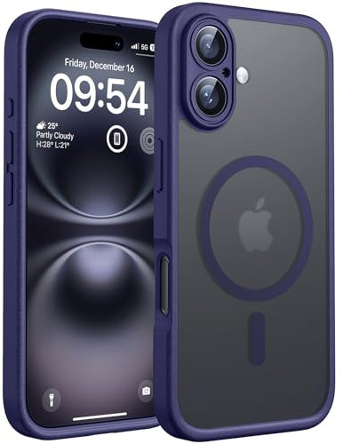 TOCOL Coque Magnétique pour iPhone 16 6,1 Pouces, Compatible avec MagSafe, Protection de l'objectif améliorée, Coque Mat Translucide Fine Antichoc, Violet