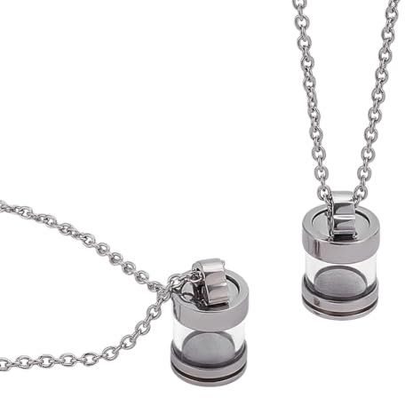 FINGERINSPIRE 2Pcs Stainless Steel Glass Bottle Pendant 21x13mm DIY Necklace Making Kit 304 Stainless Steel 60cm Chain and Glass Wishing Bottle Pendants Ashes Holder Memorial Jewelry and DIY