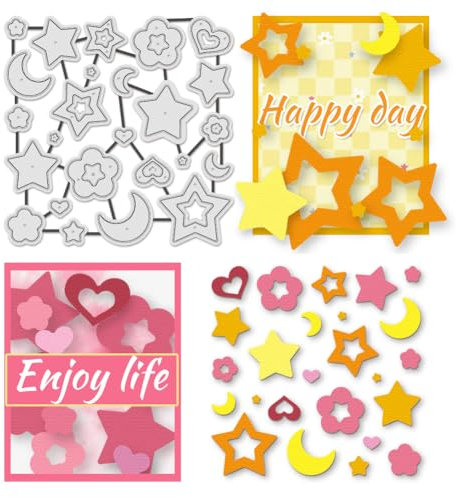 UNICRAFTALE 25 Stück Metall Stanzformen Stern Herz Mond Prägeschablonen Vorlage Form Scrapbooking Hintergrund Stanzungen Für Kartenherstellung Scrapbooking Papierbasteln Alben Briefmarken Dekoration