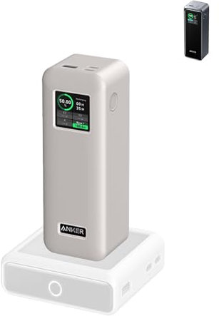 Hülle für Anker Prime A1340 Power Bank 2760mAh 3-Port 250W tragbares Ladegerät, weiches Silikon, schützend, tragbar, kratzfest, stoßfest mit Lanyard, Grau