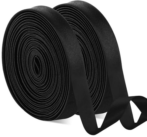 393.7 Inches Wedding Dress Tie Back - 2 pcs Adjustable Satin Lace Up Corset Ribbon for Bridal Gowns, Dress Cord Back Corset Ribbon, Replacement Lacing Cord for Zippers & Buttons (Black, 10 Yards)