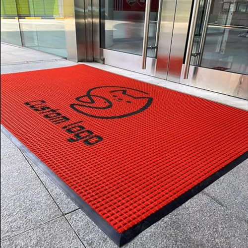 PMFRUG Personalisierte Teppiche mit Logo und Text rutschfest mit Gummi Fußmatte Personalisiert Schmutzmatte für Familie Unternehmen Supermärkte Firmeneingänge,60x90cm