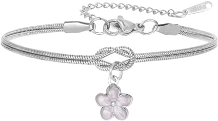 Dreamtimes Dainty Daisy Armband Infinity Knot Charm für Frauen Edelstahl Verstellbare Kette Minimalistischer Schmuck Bohemian