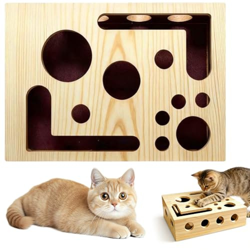 Katzen Krallenfeiler Spielbox, Katzen Kratz Puzzle, Anreicherungsbox Kratzpuzzles Katzen, Spielzeugkiste Aus Holz, Interaktives Futterspielzeug Für Katzens, Katzens Nagelfeilen Kratzboxen, 30 x 25 cm