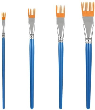 4Pcs Comb Artist Brush Set, PaintBrush for Acrylic Paint, Rake Brushes for Painting with Birch Wood Handle, Textured Art Paintbrush Sets for DIY Crafts & Greeting Cards