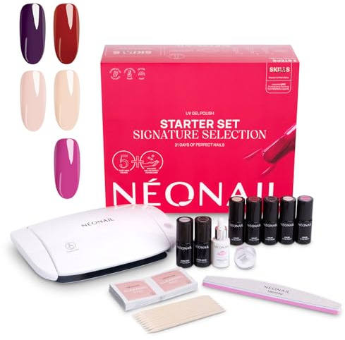 NÉONAIL Signature Selection Starter Set - LED UV Lampe 22W/48 - UV Nagellack - Maniküre Set - Top - Starterset mit Lampe - Sets - Nagellack Set - Farben - Base - Manicure - Nagelset