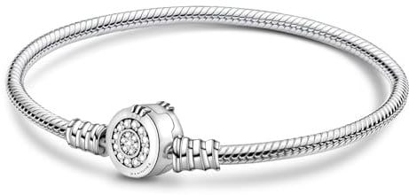 Ruaidhra Signature Krone Charms Anhänger Armband Damen Sterling Silber 925,Charm für Armbänder,Schlangenkette,Bettelarmband,Bracelet for Women,Geburtstagsgeschenk,Geschenk für Frauen,16cm