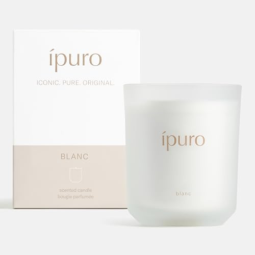 ipuro Classic Duftkerze im Glas BLANC 270g - dekorative Duftkerze mit Geranie & Minze, Sandelholz & frischer Duftnote - Kerzen mit langanhaltendem Duft - Raumduftkerze weiß