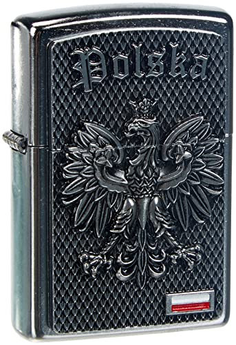 Zippo 16503 POLSKA-Street Chrome Feuerzeug,schwarz,5.8 x 3.8 x 1.8 cm