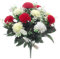 36cm Artificial Silk Red White & Cream Spiky Chrysanthemum / Mum Bush - 14 Flower Heads