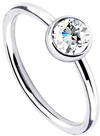 Piersando Hufeisen Piercing Klemm Ring Universal Klemmring mit Kristall für Septum Tragus Helix Nase Lippe Ohr Intim Nippel Augenbraue Brust Clear 8mm x 0,8mm