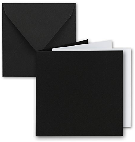 Quadratisches Falt-Karten-Set I 15 x 15 cm - mit Brief-Umschlägen & Einlege-Blätter I Schwarz I 20 Stück I KomplettpaketI Qualitätsmarke: FarbenFroh® von GUSTAV NEUSER®