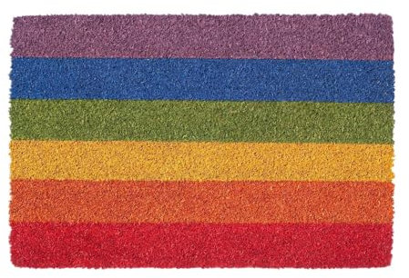 Nicola Spring Coir Door Mats - 90 x 60cm - Rainbow - Pack of 2 - Decorative Indoor Front Door Floor Mat Entry Dirt Trapper Rug Outdoor Boot Scraper Non Slip Backing Doormat