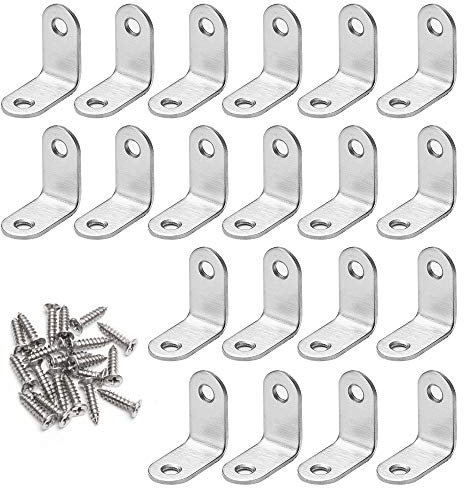 Winkel Klammern Edelstahl Winkelverbinder L-Form Eckverbinder 20Stücke mit 40 Screws für Möbel Stühle Bücherregal Schränke Fenster (30 x 30mm )