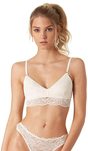 Yenita Bambus Damen Unterwäsche, BH - Bralette mit Spitze, Champagner, Gr. M