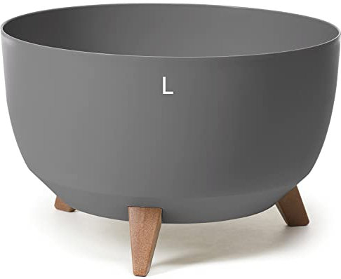 MELTOM Blumentopf mit Füßen aus Kunststoff Schale Rund mit Einsatz, Farbe Anthrazit, H: 25 cm, D: 40 cm, Größe L